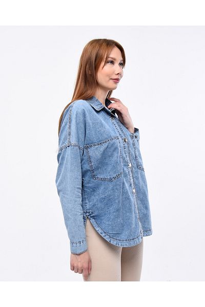 SOLİS MODA Cămașă de blugi largi de damă