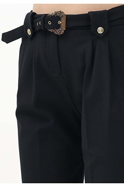 Versace Women's Cotton Regular Leg Pocket Black Trousers 78Haa111N0356-899