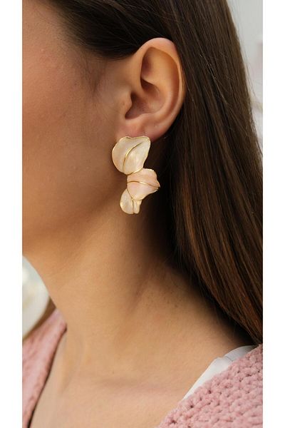 Jerie Gold Plate Colorful Enamel Flower Earrings