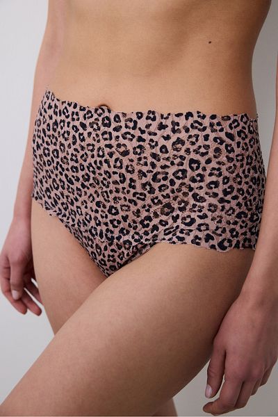 Penti Leopard Curvy Highwaist Světle hnědé slipové kalhotky
