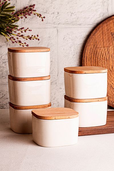 Snippy Luma Soft White Wooden Vacuum Ceramic Breakfast Bowl 300 ml