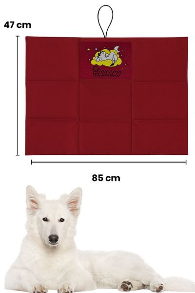 Havhav Burgundy Color Large and Medium Breed Dog Bed with Pockets and Foldable 47X85 cm