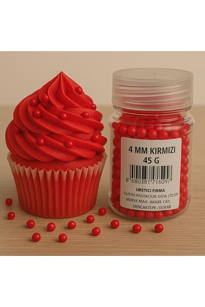 Dr. Gusto Cake Decoration Decorative Dragee Sprinkles 4 mm Red 45 Gr