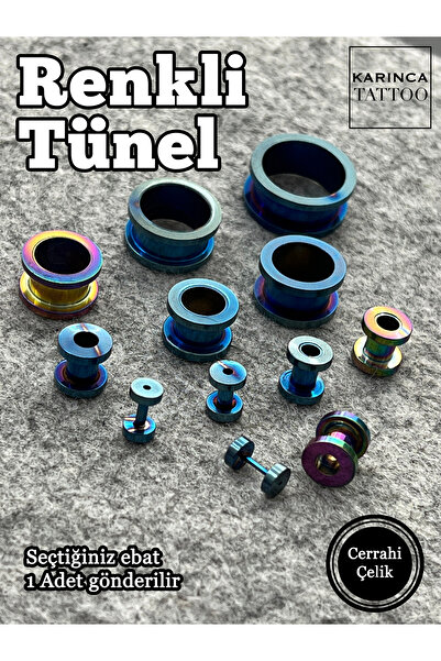 Karınca Piercing Renkli Tünel Piercing Kulak Ear Tunnel (Karınca Piercing)