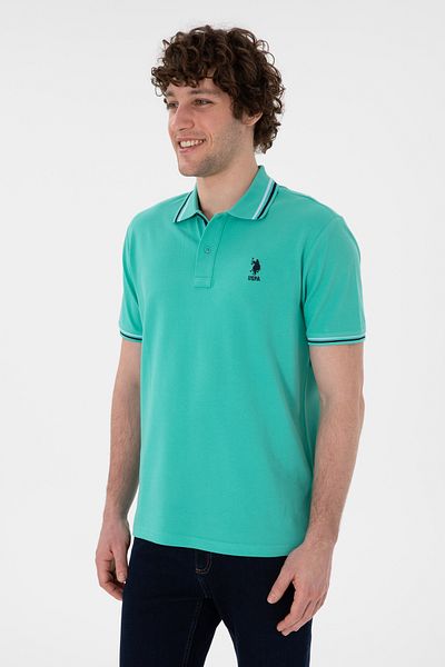 U.S. Polo Assn. Men's Regular Fit Polo Neck Mint Basic T-Shirt 50306011 -Vr090