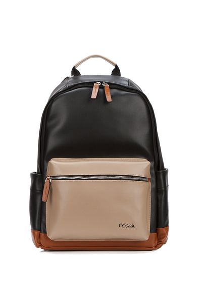 Fossil 9511 Unisex Backpack - Laptop Compartment, Stylish Design, Black-Mink