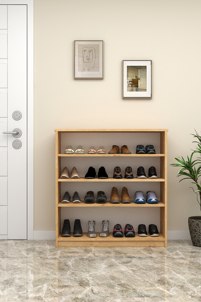 asratrend Asra Trend MDF 4 Katlı Açık Raflı Ayakkabılık - 90 cm, Modern,Bot U...