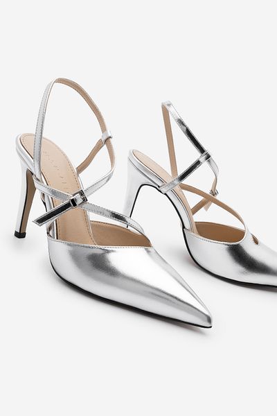 Marjin Silberne Tivo Damen-Stiletto-Schuhe mit offenem Rücken