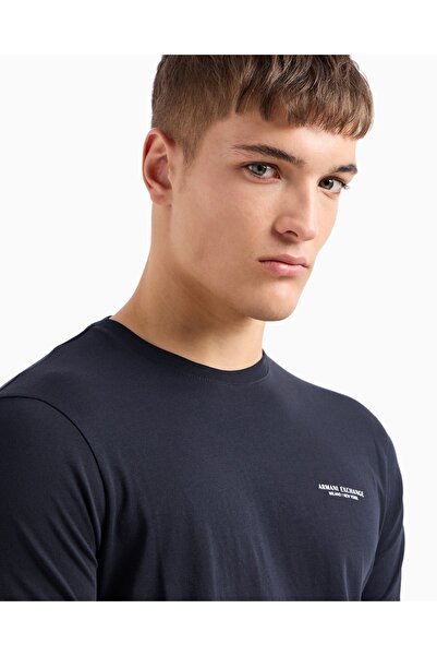 Armani Exchange Ανδρικό κοντομάνικο μπλουζάκι με μοτίβο AX από βαμβακερό λαιμόκοψη