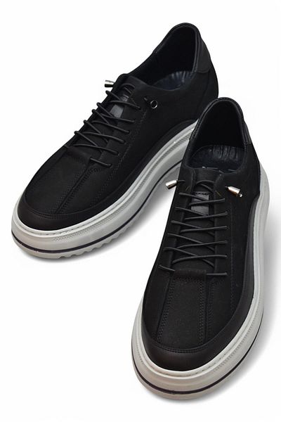 ISPARTALILAR TAB835 Ορθοπεδική σόλα Γνήσιο δέρμα Nubuck Μαύρα Ανδρικά Παπούτσια Casual Ανδρικά παπούτσια