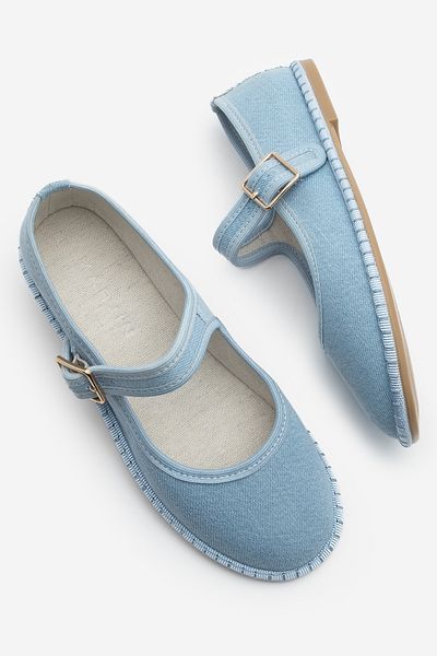 Marjin Damen Leinen Riemchen Babet Mirces Blau Jeans