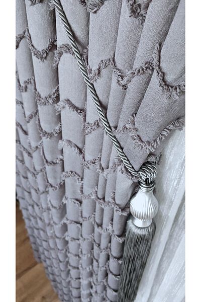 Yuka Gray Panel Fen Curtain, Luxury Heavy Weight Single Wing 1/3 Dense Pleated