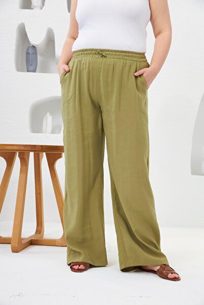 RMG Elastic Waist Leg - Wide Leg Plus Size Trousers