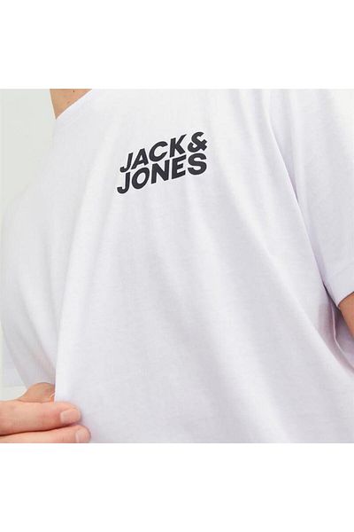 Jack & Jones 12151955   Ανδρικό T-Shirt με στάμπα με λαιμόκοψη λευκό