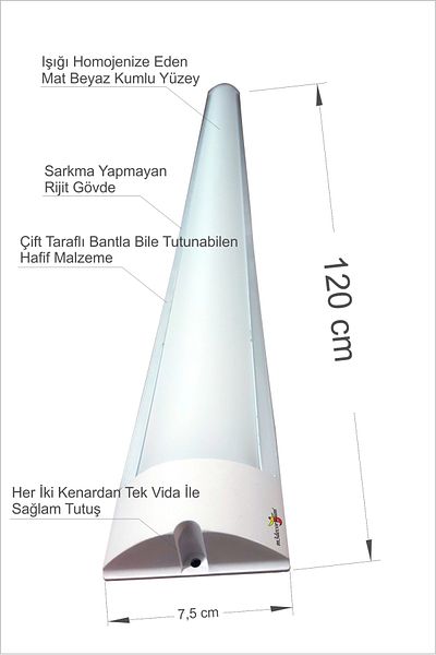 M3DECORİUM 120 cm Led Lighting Lamp - Long Narrow Kitchen Cabinet and Ceiling Floor Lighting