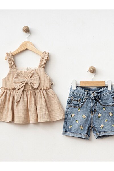 Cherrys Bebek YAKASI BUKET ŞORTLU ALT ÜST TAKIM