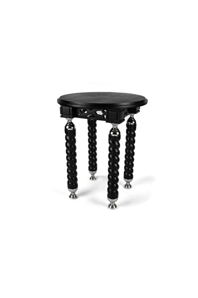 Mikasa Moor Siyah Ahşap Metalli Köşe Sehpa 52x63cm