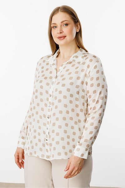 Moda İlgi Γυναικείο Σατέν Πουκάμισο Oversize Plus Size 0001 Stone