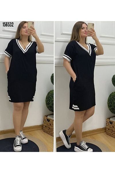 Modayakamoz Rochie de damă, cu mânecă scurtă, cu decolteu în V, cu buzunare cu buzunare