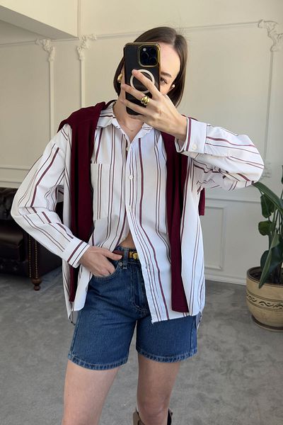 MAGARDE Striped Pocket White Shirt