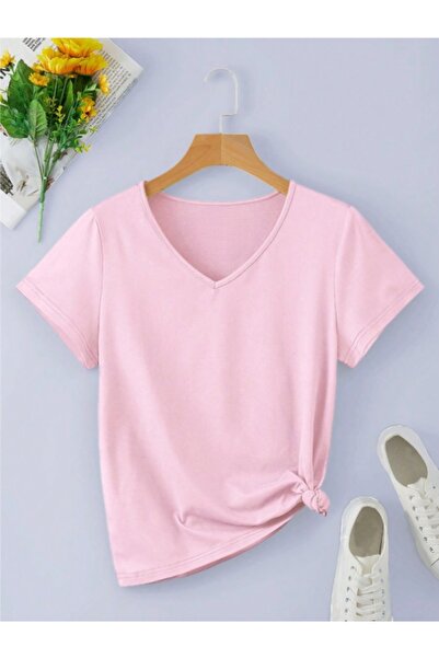 MOONBULL Ženska obična kroj V-izrez T-shirt