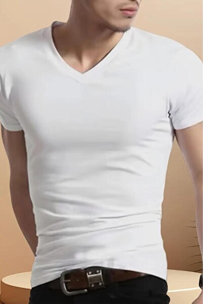 since 1990 man تي شيرت رجالي أساسي بقصة ضيقة ورقبة على شكل حرف V من Manriley