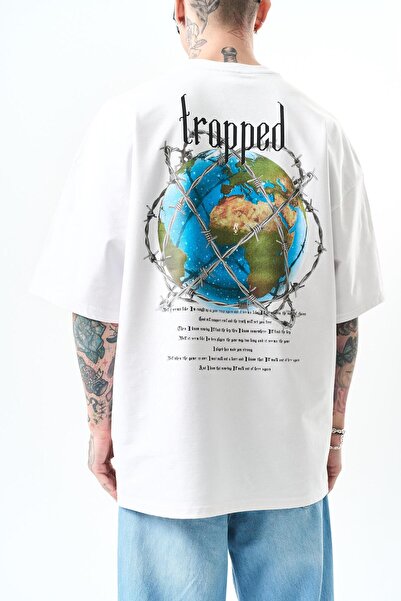 Respire Ανδρικό μπλουζάκι με στάμπα Oversize Λευκό