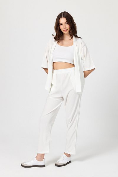 uyguntarz Bequem geschnittener Kimono und Hose aus gewickeltem Stoff, zweiteiliges Set