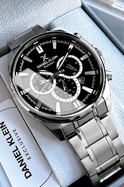 Daniel Klein Exclusive Men's Wristwatch 3 Atm Waterproof Silver Color Steel Cord Natural Stone Bracelet Dke2044c4