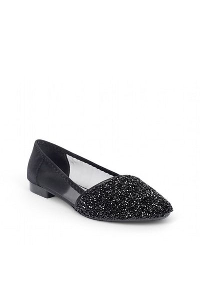 Best Group New Season Women's Silver Small Stone Mesh Comfortable Ballerinas