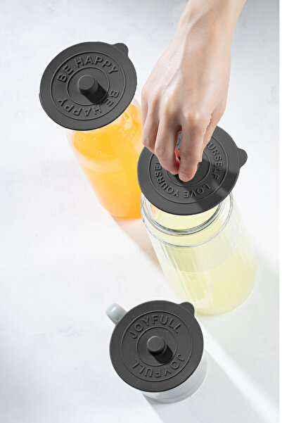 Vienev 3 Adet Silikon Isı Koruyucu Bardak Kapağı Antrasit