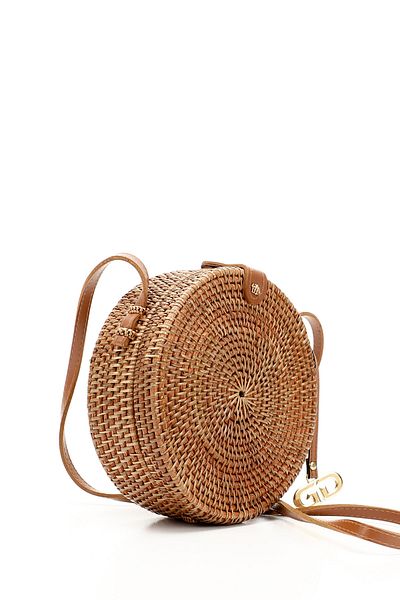 GÖNDERİ(R) Women / Girls Tan Straw Braided Long Strap Shoulder Bag