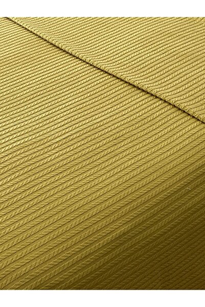 Zeren Home Saç Örgü Modelli Çift Kişilik Pamuklu Pike Hardal 220 x 220 cm