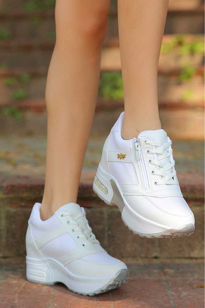 LEYDİ SHOES Sofia Zippered White Sports