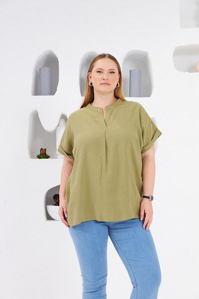RMG Plus Size Judge Collar Blouse