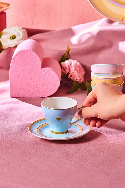 Karaca Talya Coffee Cup and Saucer 90 ml Blue