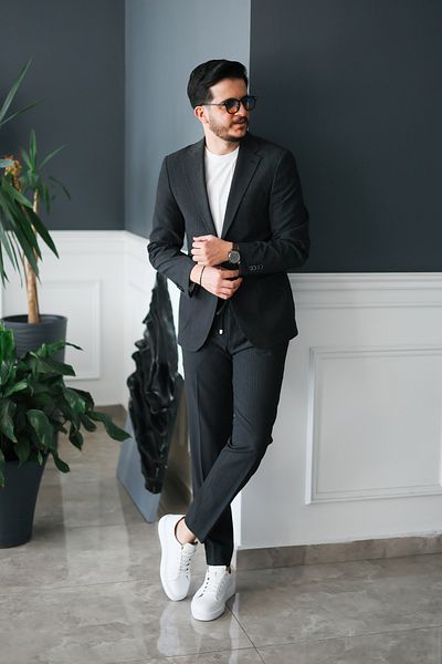 Avni Ceylan Seersucker Italian Style Suit Special Edition Black