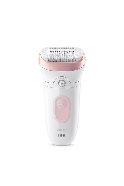 Braun Epilator Braun Silk-epil 7 7-000, 40 pensete, MicroGrip, Lumina inteligenta, Wet&Dry (Alb/Roz)