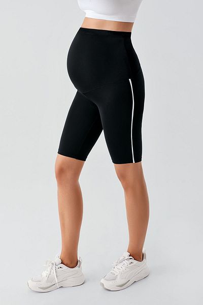 Artış Ribbed Above Knee Biker Stretchy Adjustable Waist Maternity Leggings