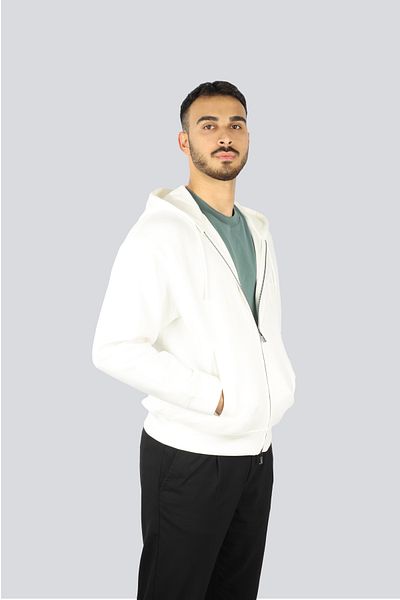 Emporio Armani Zippered Men's Cat Long Sleeve White Sweatshirt Em 001122
