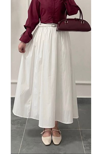 nizzell Women's Comfortable Fit Poplin Skirt with Pockets – Hijab Compatible Summer Piece