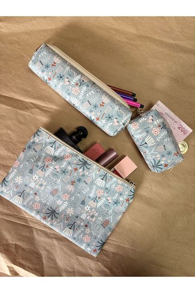 Adalinhome Set de genți Atakids Lizy 3 buc Geantă de machiaj, portmoneu și suport pentru stilouri