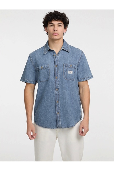 Guess GJ REGULAR SS DENIM SHIRT Erkek Mavi Gömlek M5GH09D5NY2-GJMW