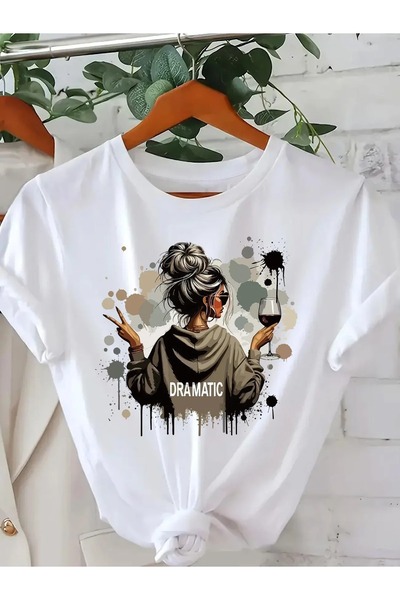 AZIZI TEKSTIL Κομψό εμπριμέ κοντομάνικο μπλουζάκι για γυναίκες με στρογγυλή λ...