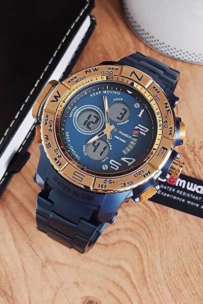 CATELLİ ساعة يد رياضية بسوار فولاذي للرجال، وظيفة تناظرية ورقمية، ضمان لمدة ع...