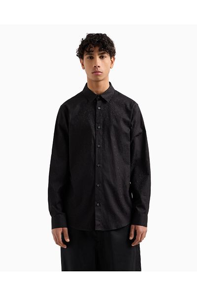 Armani Exchange Ανδρικό μακρυμάνικο κανονικό πουκάμισο μαύρο XM000431 AF13131-FC041