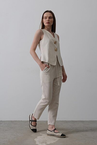 trend_ermege Eyesof Button Detailed Vest - Cream