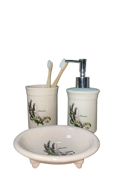 RED SERAMİK Κόκκινο κεραμικό σετ μπάνιου 3 τεμαχίων Dara Collection Μοντέλο Paris