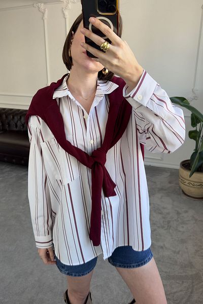 MAGARDE Striped Pocket White Shirt
