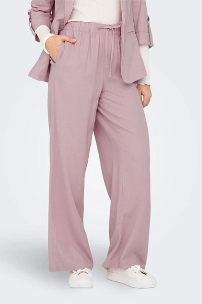 ONLY Women's Onlcaro Comfortable Form Linen Trousers 15291807   Powder
